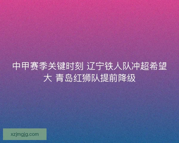 中甲赛季关键时刻 辽宁铁人队冲超希望大 青岛红狮队提前降级
